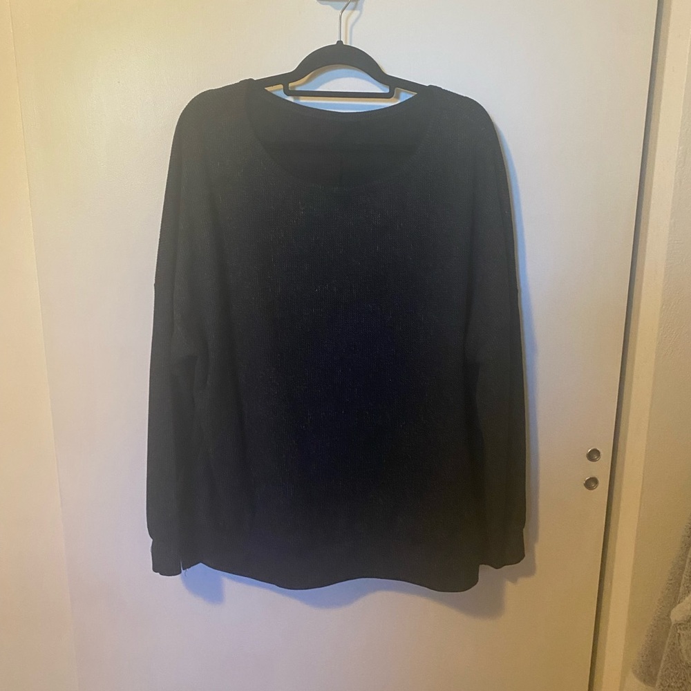 Women’s Black Long Sleeve Waffle Top